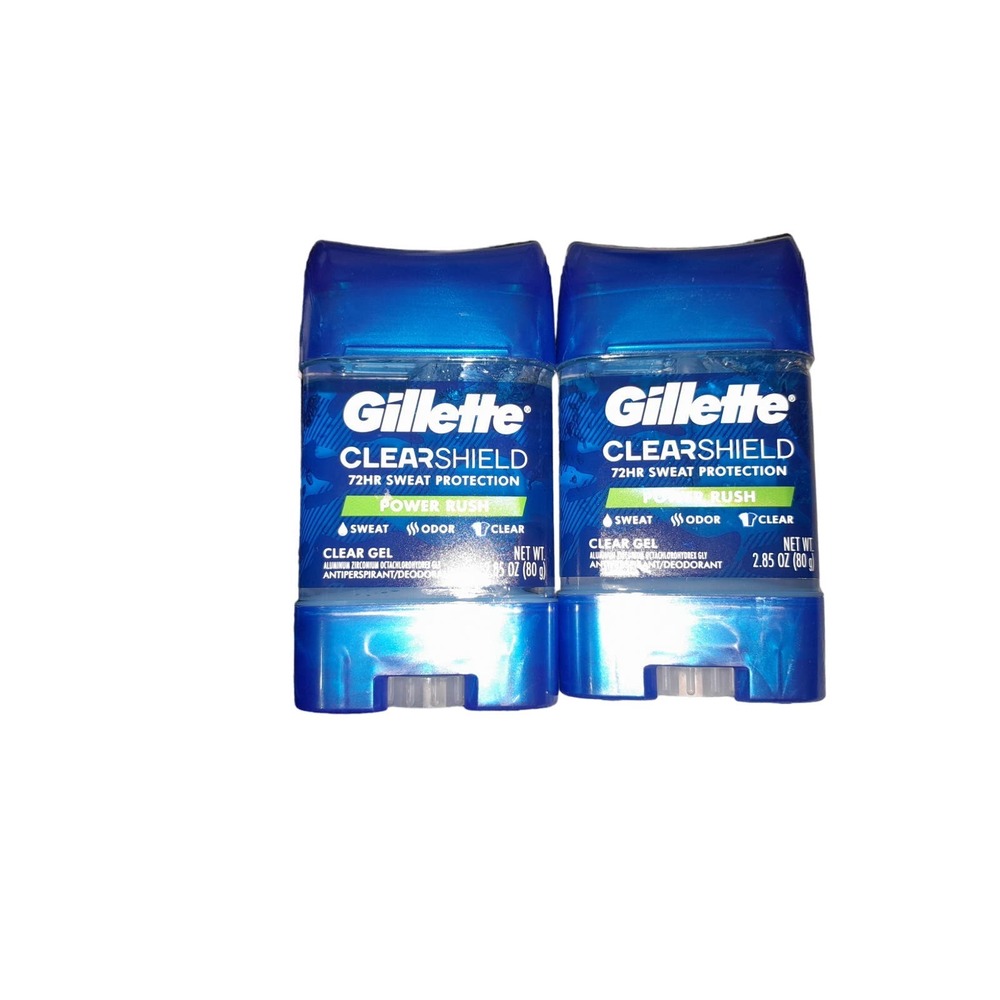 2 Gillette ClearShield 72HR Sweat Protection Deodorant Power Rush 2.85 Oz Each